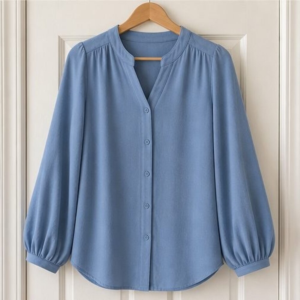Blue Wrap Blouse